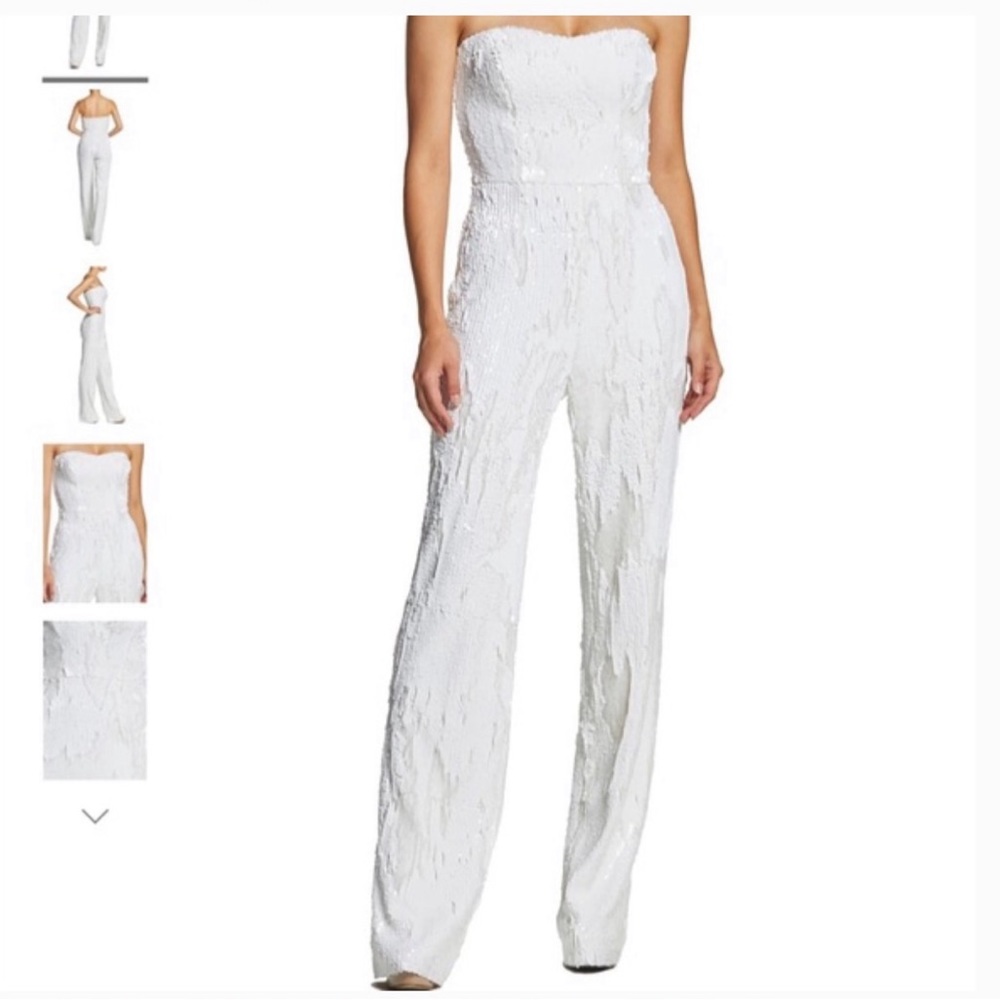 Dress the Population White Sequin Jumpsuit